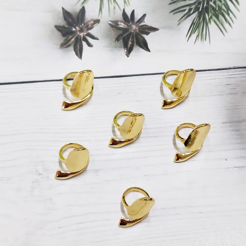 Elandy 6 PCS Wome Fashion Finger Nail Ring Golden Fingernail Protective Nail Cap Cover Ring Art Tip Cover Nail Metal Decoration For Wedding Travel Party Bar Club Get Together Events (Golden) - Image 5